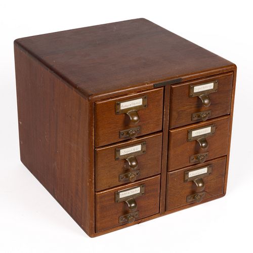 MAHOGANY LIBRARY SIX-DRAWER SIDE-BY-SIDE FILE CABINET