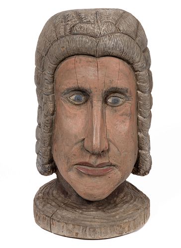 FOLK ART CARVED AND PAINTED BUST