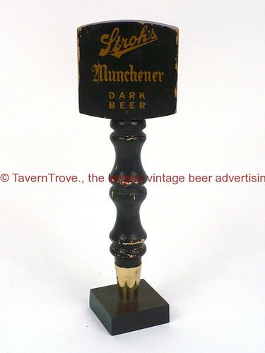 1970s Stroh's Dark Muncener Beer 8¾ Inch Wood Tap Handle