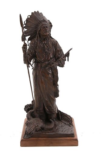 Peter M. Fillerup (1953-1916) Large Bronze Chief