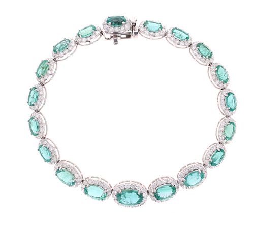 Brilliant Emerald Diamond 14K White Gold Bracelet