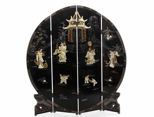 Oriental Pingfeng Folding Wooden Room Divider 1930