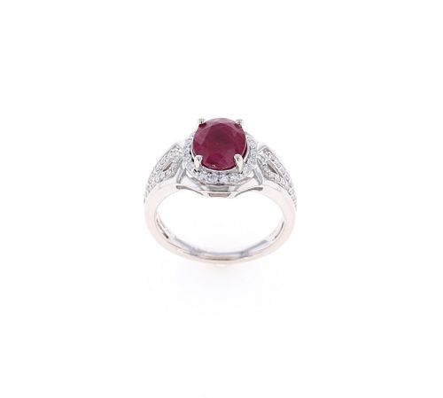 Sheffield Antique Style Burma Ruby Platinum Ring