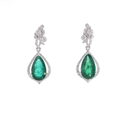 Rare 5.30 ct. Natural Emerald & Diamond Earrings