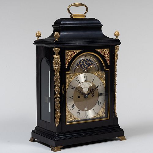 Late George III gilt-Bronze-Mounted Ebonized Mantel Clock, Dial Signed Chas Penton, London 