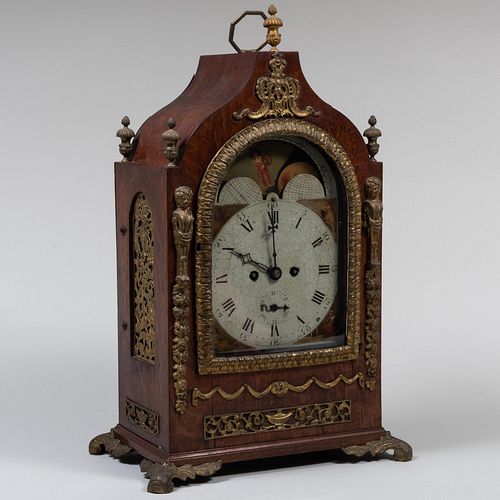 Early Victorian Gilt-Metal-Mounted Oak Mantel Clock