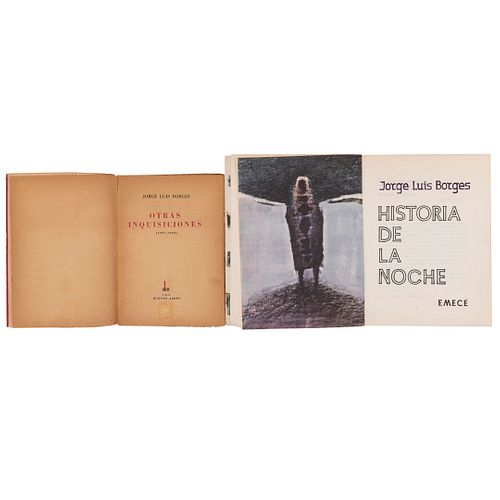 Borges, Jorge Luis. Obras en Primera Edición. Otras Inquisiciones (1937 - 1952). Historia de la Noche. Buenos Aires: 1952 / 1977. Pzs.2