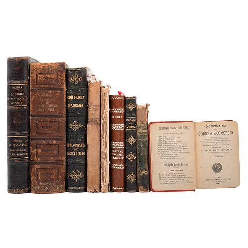 Colección de Códigos, Derecho y Tratados de Comercio. México: 1854 - 1906. Piezas: 9.