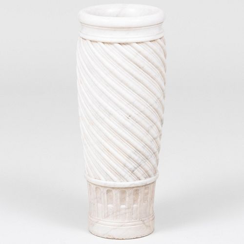 Carved Marble Cane Stand with Spiral-Twist Design