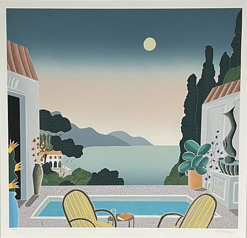 Thomas McKnight "Riviera Villa" Serigraph
