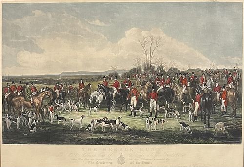 "The Bedale Hunt" Hand Colored Etching