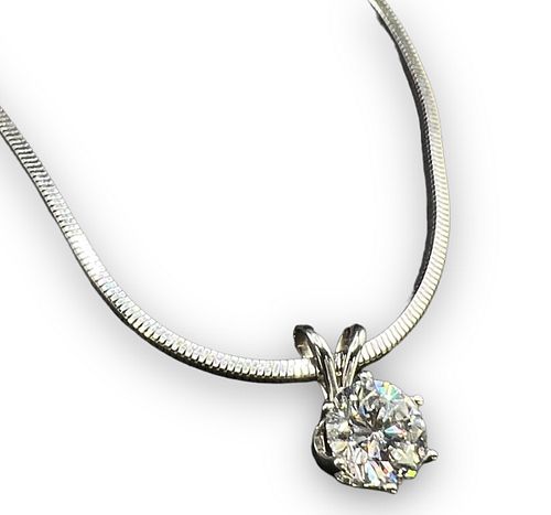 1 Carat Diamond Pendant W/ 14K Necklace 18"