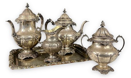 (4 pc) Wallace Grand Baroque Sterling Tea Set