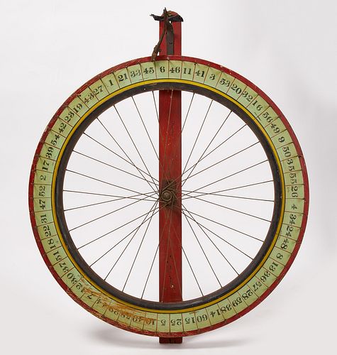 Game Wheel with Red and Mint Green Paint