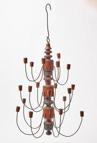 Wood and Iron Painted Chandelier