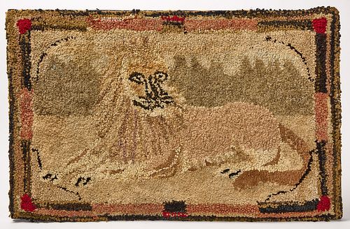 Hooked Rug with Lion