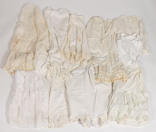 VICTORIAN / EDWARDIAN WHITE PETTICOATS AND CLOTHING, LOT OF 11