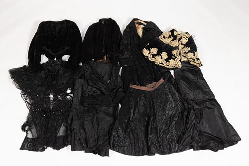 VICTORIAN / EDWARDIAN BLACK AND OTHER CLOTHING, LOT OF 11