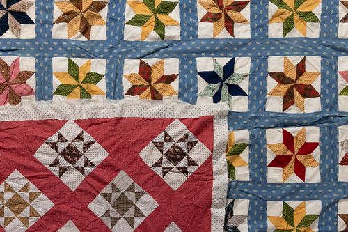 OHIO ATTRIBUTED STAR PATTERN PIECED QUILT TOPS, LOT OF TWO