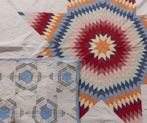 AMERICAN "STAR" PATTERN PIECED QUILTS, LOT OF TWO
