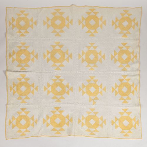 AMERICAN "WEDDING RING / CROWN OF THORNS" PIECED QUILT