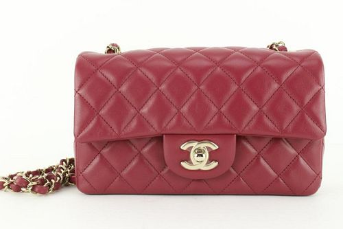 CHANEL BURGUNDY QUILTED LAMBSKIN MINI CLASSIC FLAP