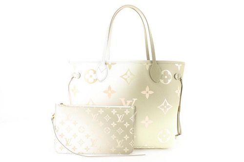 LOUIS VUITTON SUNRISE SUNSET MONOGRAM NEVERFULL MM TOTE WITH POUCH