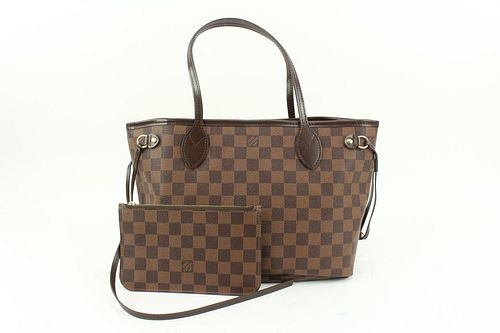 LOUIS VUITTON SMALL DAMIER EBENE NEVEFULL PM TOTE WITH POUCH