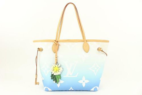 LOUIS VUITTON BLUE MONOGRAM BY THE POOL NEVERFULL MM WITH CHARM