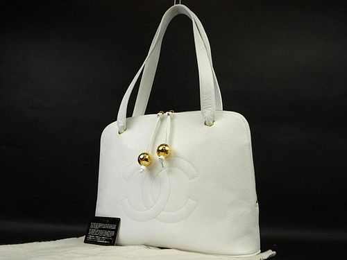 CHANEL WHITE CAVIAR LEATHER TIMELESS ZIPPER TOTE