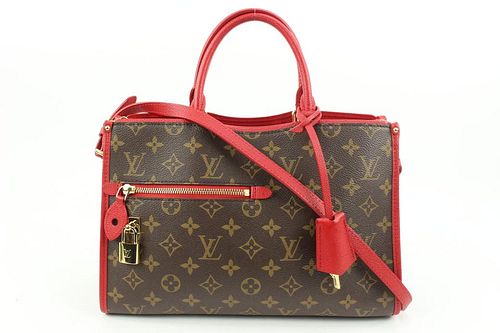 LOUIS VUITTON RED MONOGRAM POPINCOURT PM NM 2WAY TOTE WITH STRAP