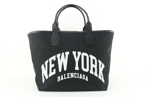 BALENCIAGA BLACK CITIES NEW YORK JUMBO LARGE TOTE BAG