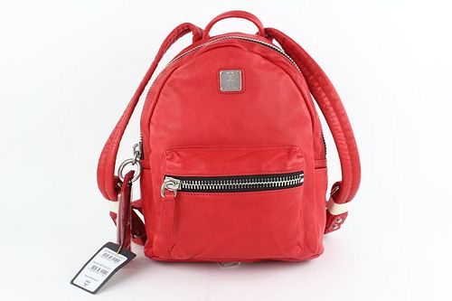 MCM TUMBLER RED LEATHER BACKPACK