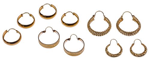 14k Yellow Gold Hoop Pierced Earring Set Assortment