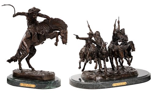 (After) Frederic Remington (American, 1861-1909) Patinated Bronze Sculptures