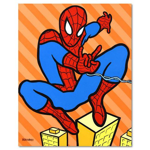 Valter Morais, "Spider-Man" Original Acrylic Painting on Canvas, Hand Signed with Letter of Authenticity.
