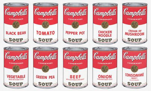 Andy Warhol- Silk Screen (Portfolio consisting of 10 different Soup Cans) "Campbell's Soup Can Series I"