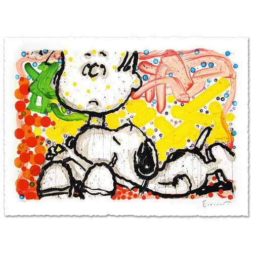 "Super Sneaky" Limited Edition Hand Pulled Original Lithograph by Renowned Charles Schulz Protege, Tom Everhart. Numbered and Hand Signed by the Artis