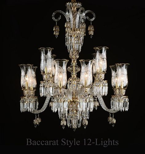 A Large Baccarat Style 12-Lights Crystal Chandelier 