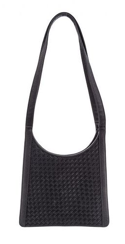 * A Bottega Veneta Black Woven Handbag, 7.5" x 6.5" x 2"