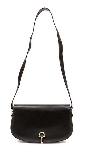 * A Gucci Brown Horsebit Leather Handbag, 9.5" x 6" x 2"