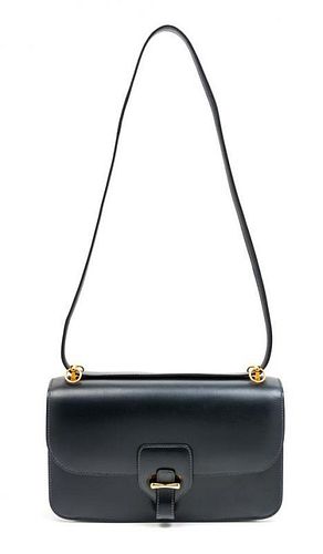 * An Hermes Blue Royale Leather Handbag, 9.5" x 5.5" x 3".