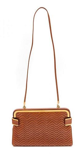 * A Judith Leiber Brown Leather Handbag, 9.5" x 6.5" x 1"