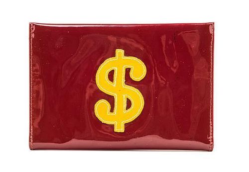 * A Sydie Lansig Red Patent $ Wallet, 7.25" x 5"