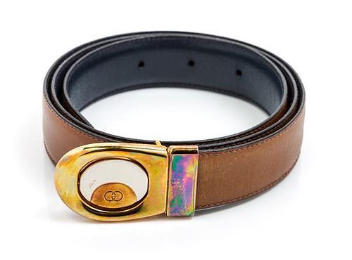 A Gucci Navy Leather Belt,