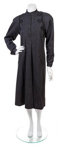 A Koos Van Den Akker Grey Wool Knit Swing Dress, Size M.