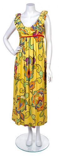 A Splendiforous Yellow Floral Gown, No Size.