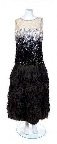 An Yves Saint Laurent Haute Couture Sequin and Ostrich Feather Gown, No Size.