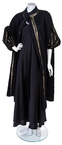 An Unlabeled Black and Metallic Gold Evening Ensemble, No Size.