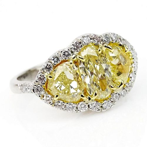 3.02 Carat Oval and Heart Shape Fancy Light Yellow Diamond,